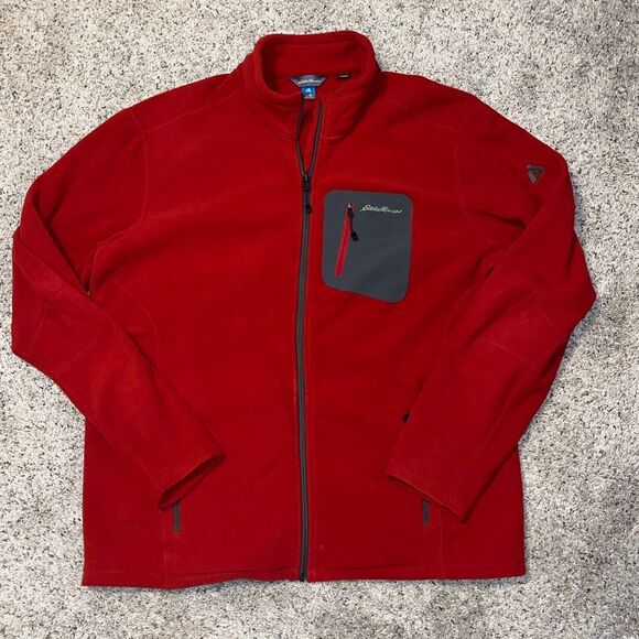Eddie Bauer First Ascent Polartec Red Full Zip Fleece Jacket Size XL - Picture 1 of 7